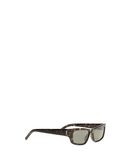 Saint Laurent Gray Tortoiseshell Sunglasses With Side Logo Havana Acetate; Nylon