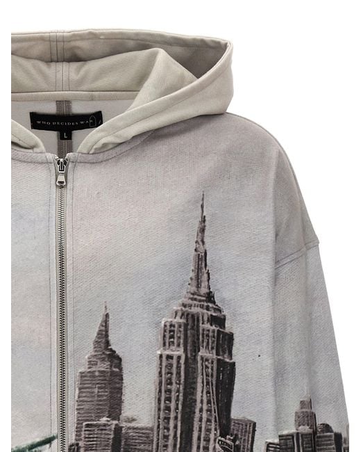 Who Decides War Gray Angel Over The City Hoodie for men
