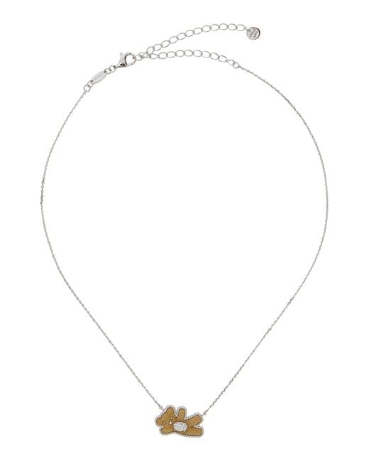 YVMIN White Necklace Metal Greeting Bear Fabric Necklaces