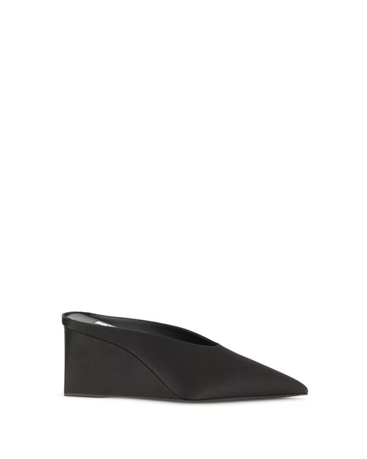 Alaïa Black Wedge Mules Satin Silk Pumps