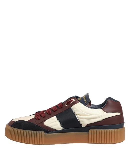 Dolce & Gabbana Red Leather Miami Low Top Sneakers Shoes Cotton Nylon Viscose Calf for men