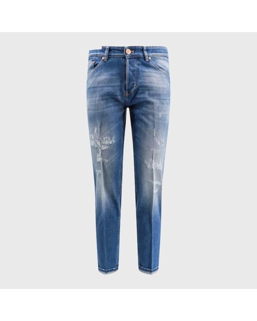 PT01 Blue Cotton Jeans for men