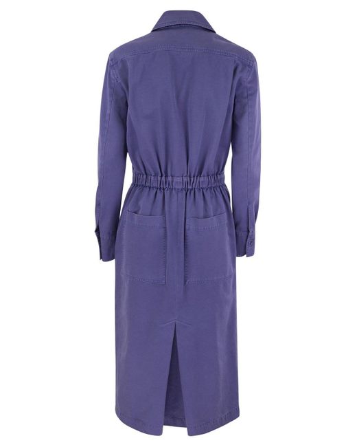Max Mara Purple Cennare Canvas Chemisier Dress