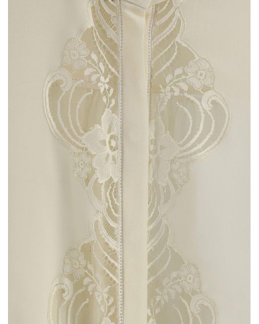 Chloé White Chloã Silk Georgette And Lace Blouse