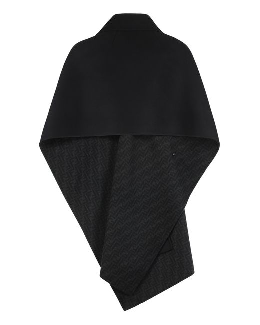 Fendi Black Cape Virgin Wool Capes