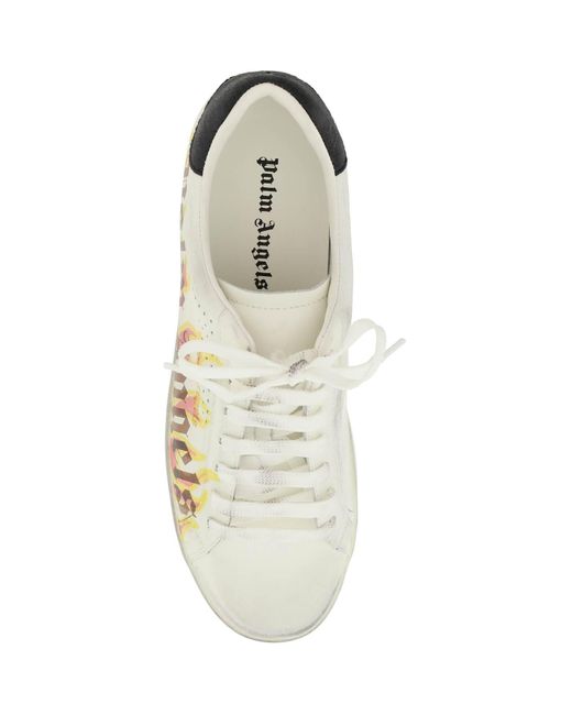 Palm Angels White Flame Print 'palm One' Sneakers for men