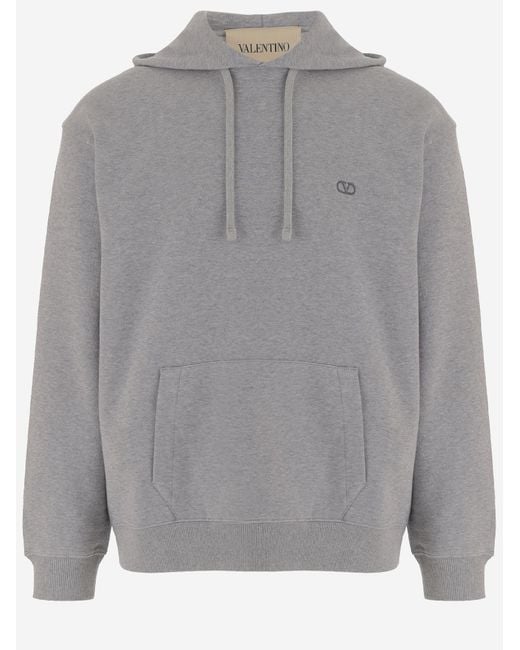 Valentino Gray Cotton Hoodie Sweatshirts for men