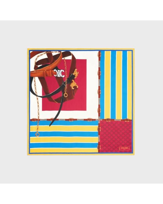 Céline Multicolor Carré De Soie 90X90Cm Rugby Stripes-- Scarfs