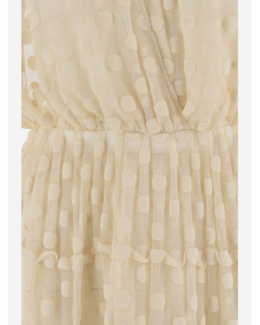 Dries Van Noten Natural Dress Cotton-Blend Polka-Dot