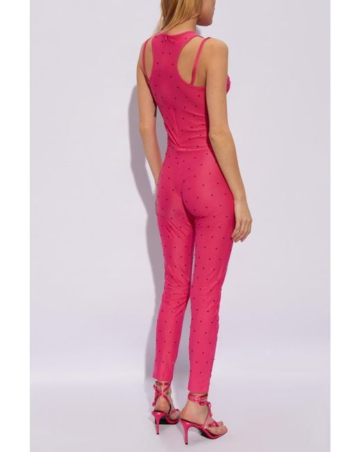 Versace Pink Jumpsuit With Shoulder Straps
