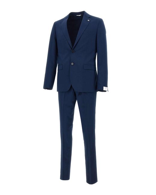 Manuel Ritz Blue Viscose Two-Piec Suit for men