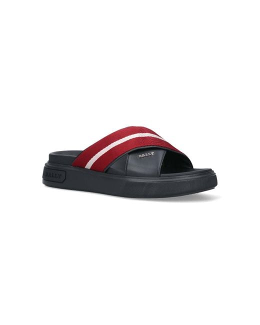 Bally Red Logo Slide Sandals for men