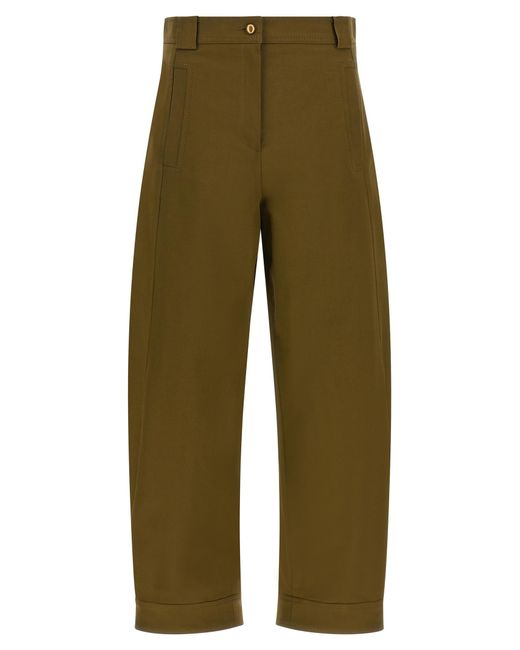 Max Mara Green Cotton Cropped Pants