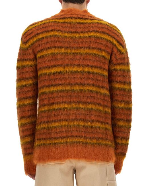 Marni Brown V-Neck Cardigan Mohair Knit Jumpers for men