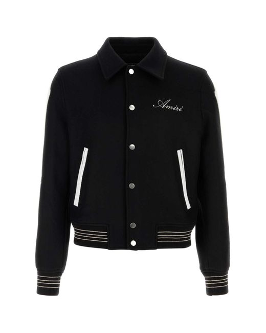 Amiri Black Wool Blend Bomber Jacket for men