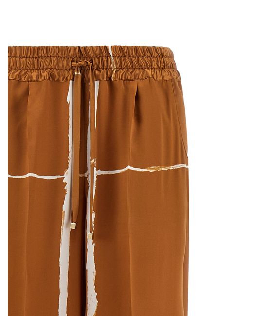 Kiton Brown Silk Pants