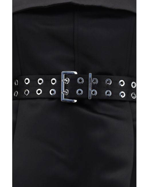 Ganni Black Short Satin Dress With A Full Skirt Polyester
