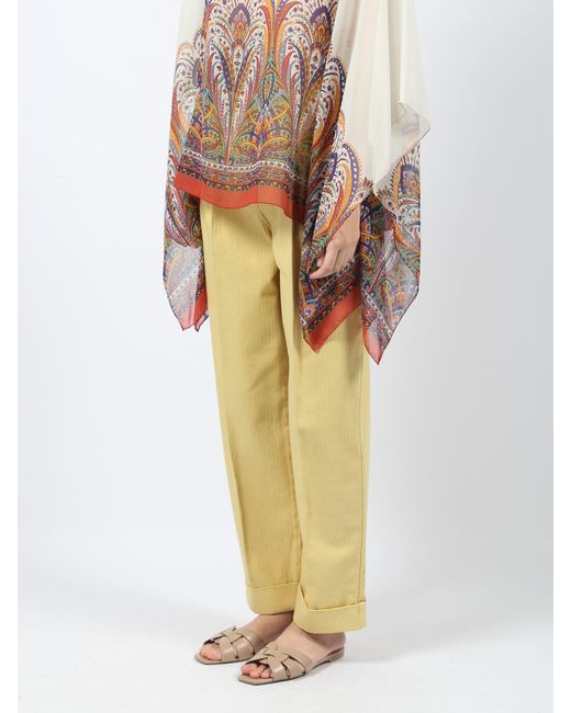 Etro Yellow Cropped Chino Trousers