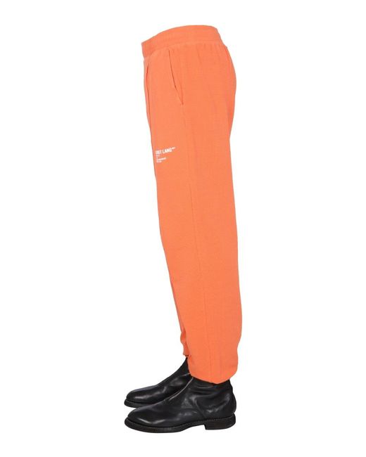 Helmut Lang Orange Knitted Jogging Pants Cotton Track for men