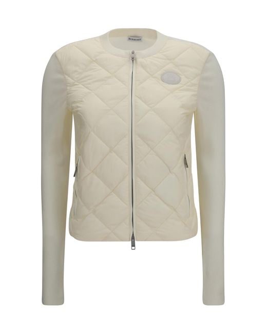 Burberry White Quilted Knit Cardigan Polyamide