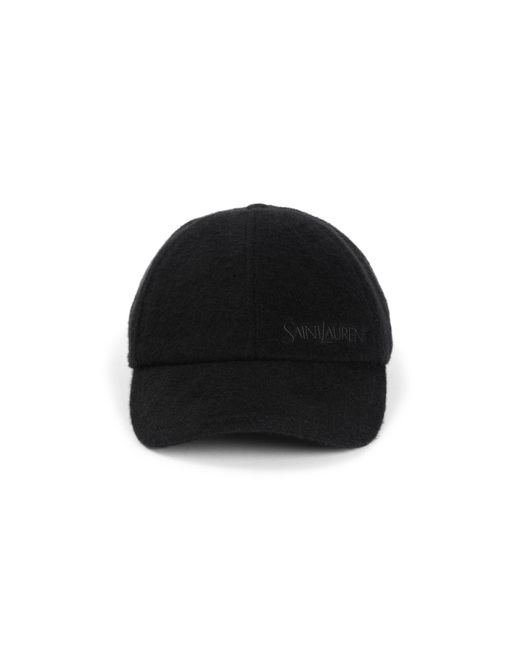 Saint Laurent Black Sl Embroidered Hat