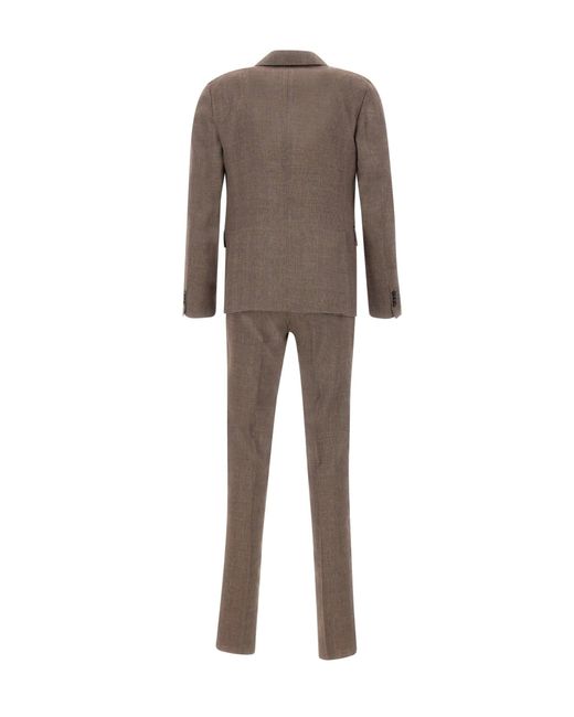 Brian Dales Brown Linen And Wool Two-Piece Suit for men