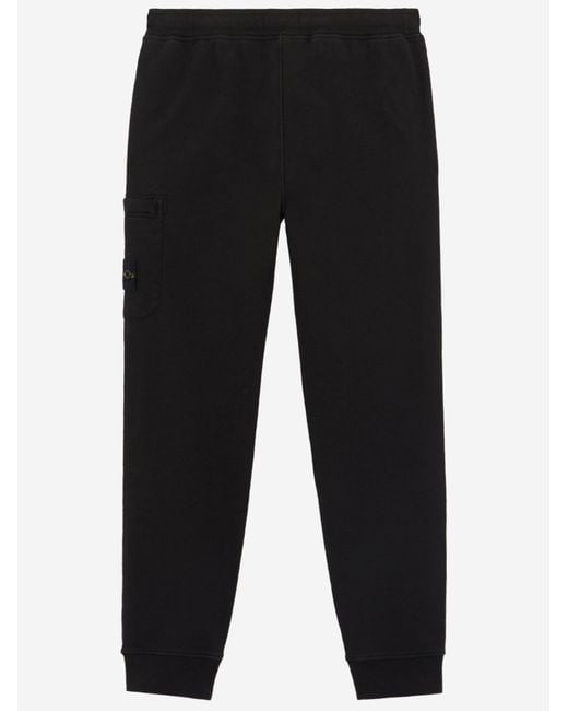 Stone Island Black Logo Cotton Trousers For Boys for men