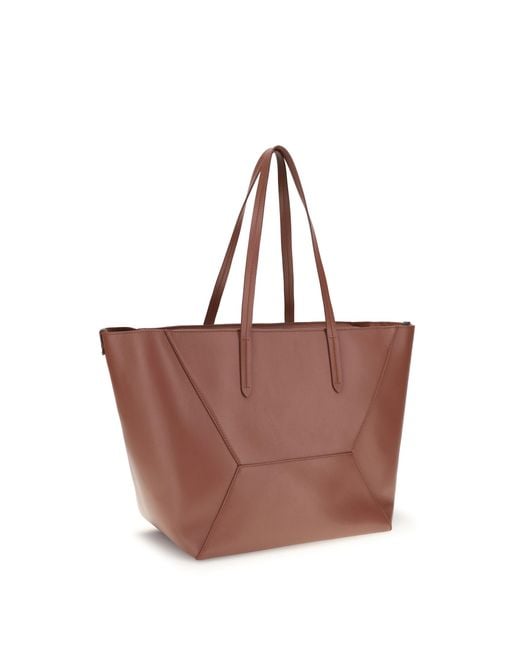 Brunello Cucinelli Brown Leather Tote Bag Calf Bos Taurus Shoulder