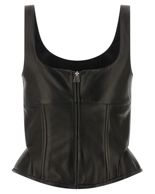 Ermanno Scervino Black Peplos Leather Top Tops