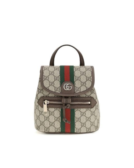Gucci Gray Beige Fabric Backpack