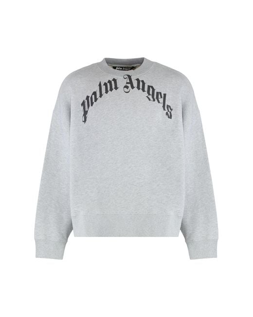 Palm Angels Gray Cotton Sweatshirt With Logo Sweatshirts for men
