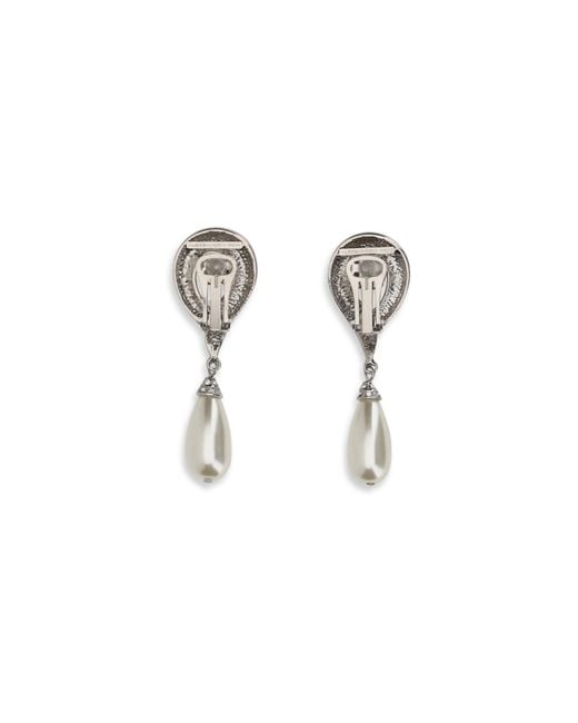 Alessandra Rich Multicolor Crystal Earrings With Pearl Pendants Brass; Glass
