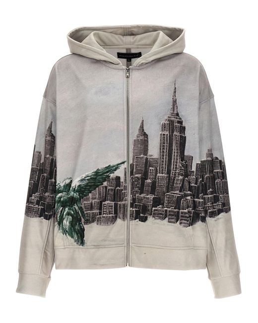 Who Decides War Gray Angel Over The City Hoodie for men