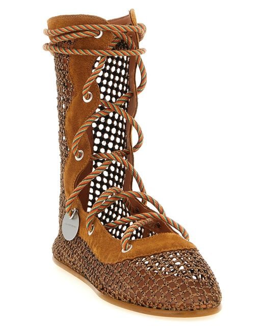 Kiko Kostadinov Brown Woven Almond Toe Boots