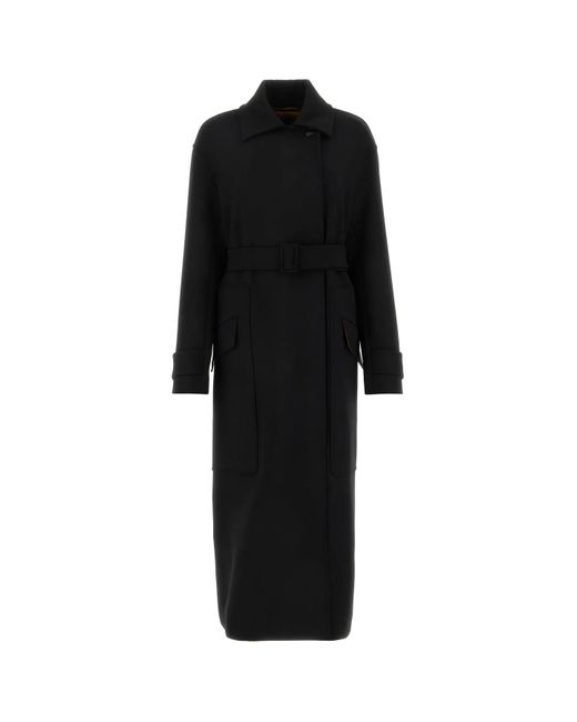 Max Mara Black Stretch Wool Blend Trau Coat Lyst