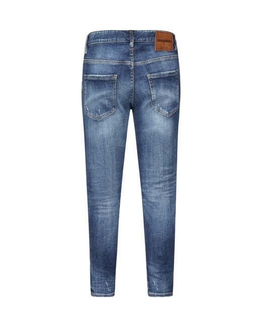 DSquared² Blue Distressed Skater Jeans for men
