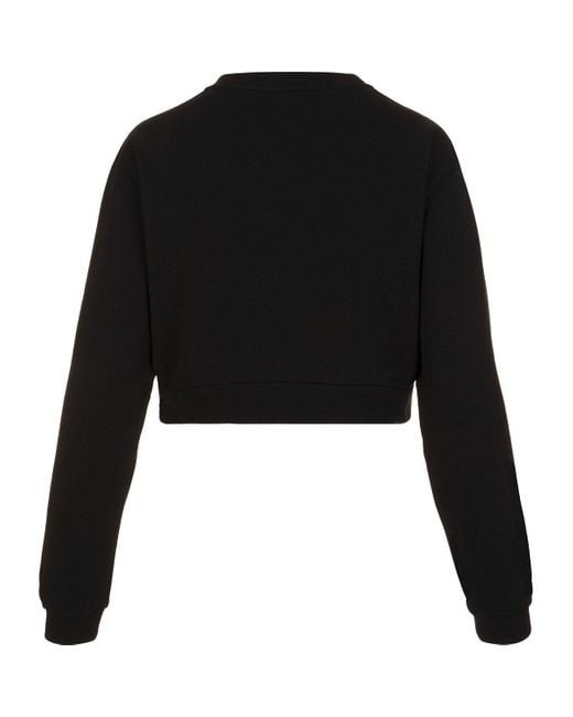 Dolce & Gabbana Black Logo Embroidered Cropped Sweatshirt