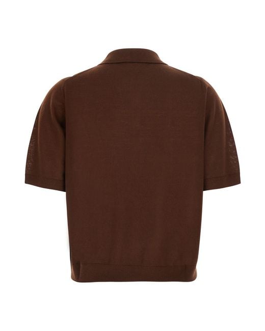 Semicouture Brown Argyle Polo Sweater Diana Virgin Wool
