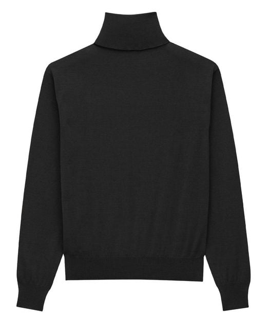 Saint Laurent Black Cashmere, Wool And Silk Turtleneck Pullover Jumpers