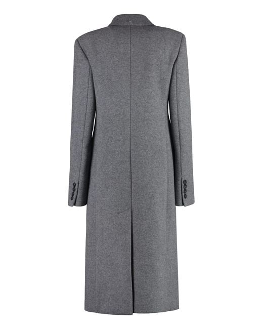 Sportmax Gray Adua Double-breasted Wool And Cashmere Coat