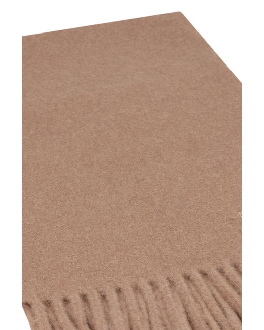 Max Mara Brown Wool Scarf With Fringes