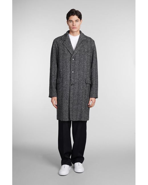 Aspesi Gray Cappotto Franz Coat In Black Wool for men