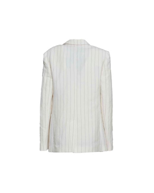 Max Mara Gray Striped Single-Breasted Jacket