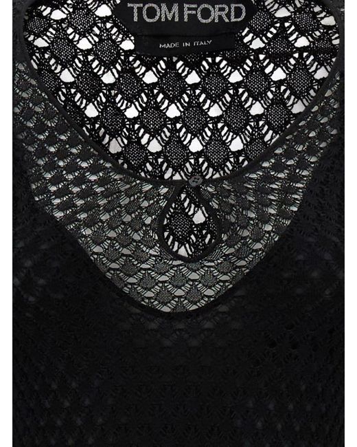 Tom Ford Black Crochet Weave Long Dress