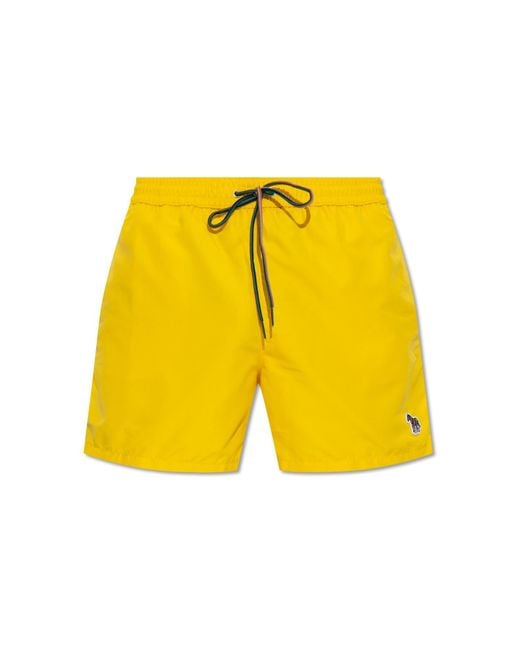 Paul Smith Yellow Swimming Shorts With Patch for men