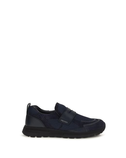 Prada Blue Loafers Sport Mesh for men