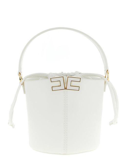 Elisabetta Franchi White Logo Bucket Bag