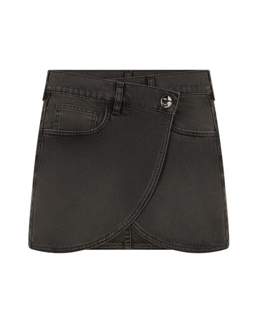 Coperni Black Skirt Mini Denim Wrap Cotton