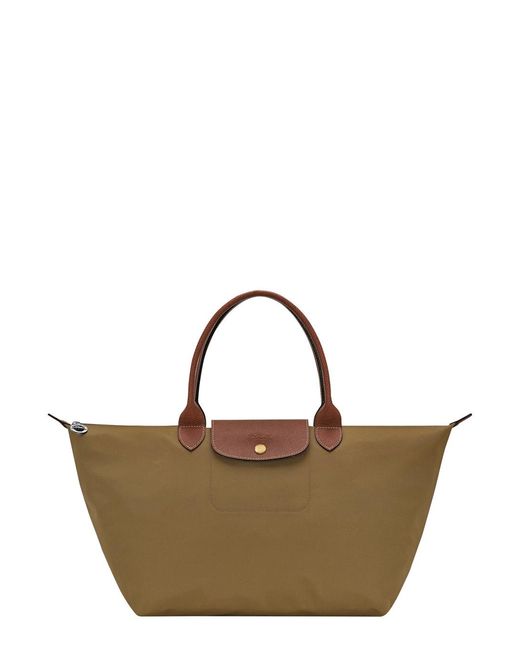 Longchamp Brown Shoulder Bag With Leather Zip Polyamide