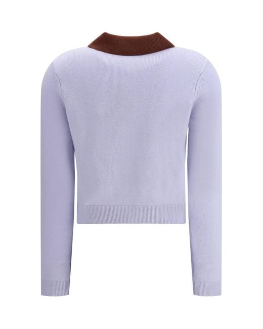 Self-Portrait Purple Contrast Collar Sweater